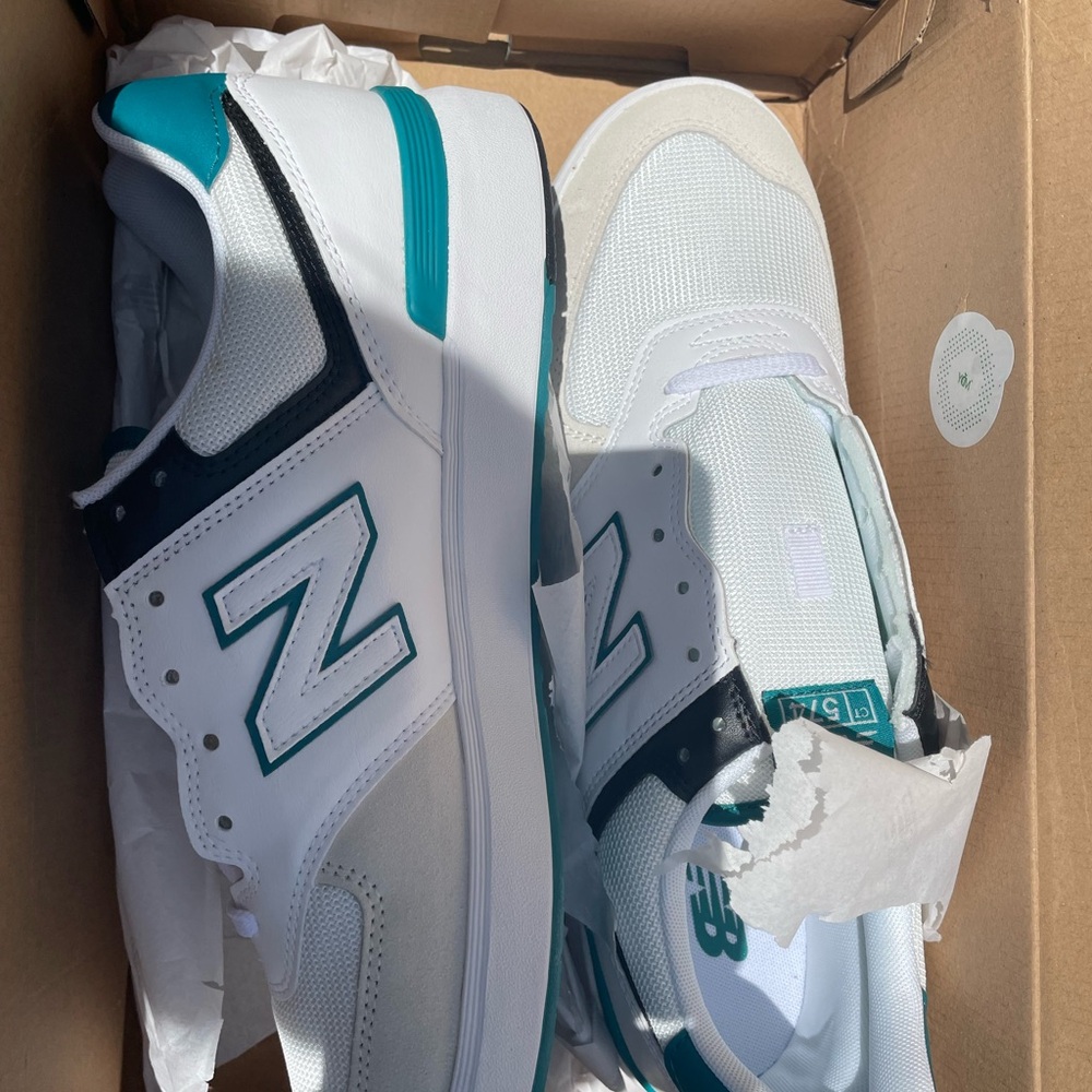 New Balance White and Teal Athletic Shoes